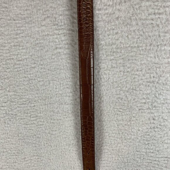 Talbots‎ Belt Women's Medium Brown Leather Crocodile Print Square Buckle 9604 - Picture 4 of 12